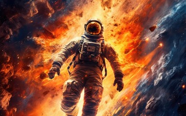 Lonely Astronaut in deep space.