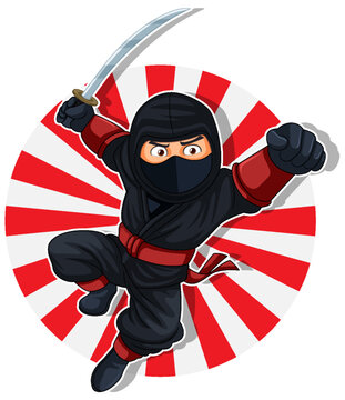 recommend clip art: Ninja Jumping and Brandishing Sword