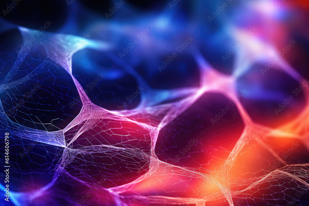 Aufkleber Web Abstract Creative Technology Network Background in Neon Colors extreme closeup. Generative AI