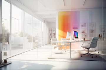 White Modern Office Interior extreme closeup. Generative AI