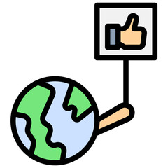 globe filled outline style icon