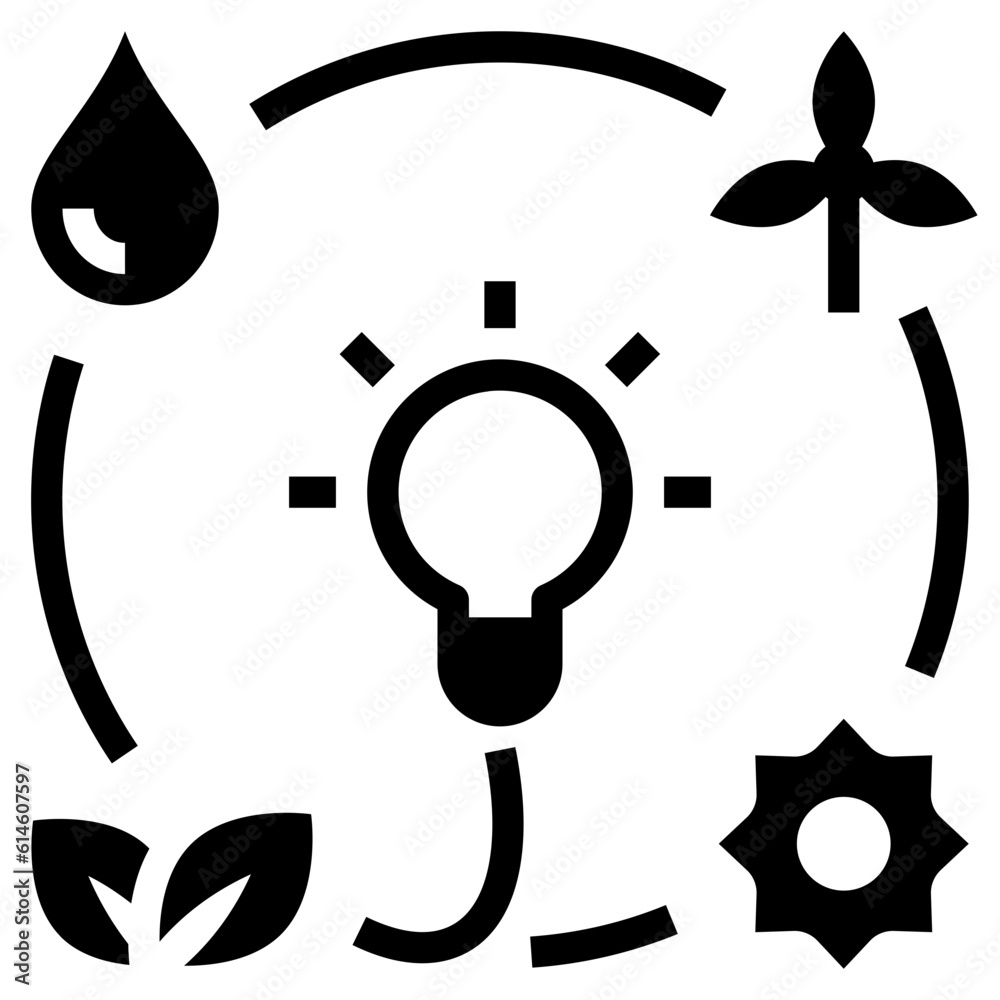 Poster renewable energy glyph style icon