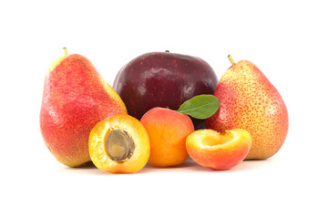 Fresh healthy fruits isolated on white background