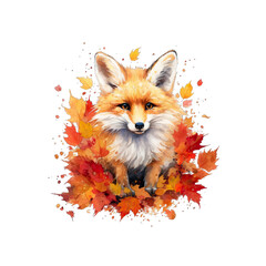 Fototapeta premium Flicker is a mischievous orange fox with fiery red fur and a sly grin.