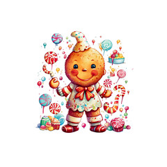 Ginger is a gingerbread person with a big smile and colorful icing decorations.