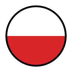 Round Poland flag, flat vector logo icon. Simple vector button flag of Poland. 