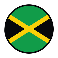 Round Jamaica flag, flat vector logo icon. Simple vector button flag of Jamaica. 