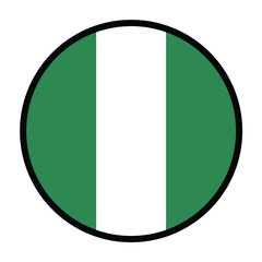 Round Nigeria flag, flat vector logo icon. Simple vector button flag of Nigeria. 