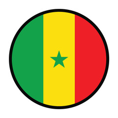 Round Senegal flag, flat vector logo icon. Simple vector button flag of Senegal. 