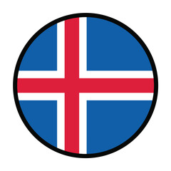 Obraz premium Round Iceland flag, flat vector logo icon. Simple vector button flag of Iceland. 