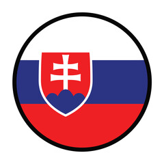 Obraz premium Round Slovakia flag, flat vector logo icon. Simple vector button flag of Slovakia. 