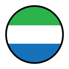 Round Sierra leone flag, flat vector logo icon. Simple vector button flag of Sierra leone. 