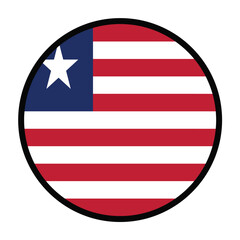 Round Liberia flag, flat vector logo icon. Simple vector button flag of Liberia. 