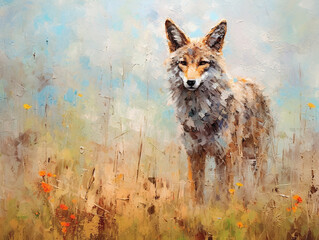 An Impressionist Painting of a Coyote | Generative AI