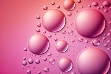 Generative AI.water drops on pink background, background with flows and drops of crystal clear water of light pink color. template for cover brochure, flyer, poster, banner web.