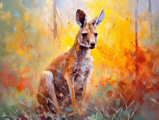 An Impressionist Painting of a Kangaroo | Generative AI