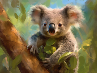 An Impressionist Painting of a Koala | Generative AI