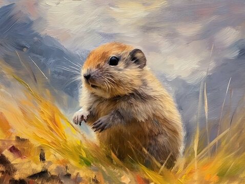 An Impressionist Painting of a Lemming | Generative AI