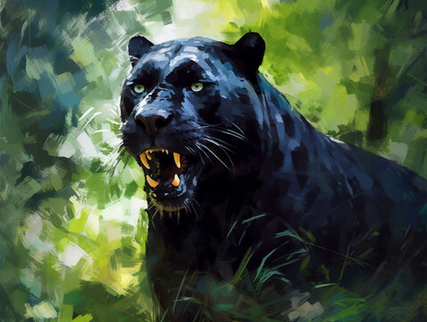 An Impressionist Painting of a Panther | Generative AI
