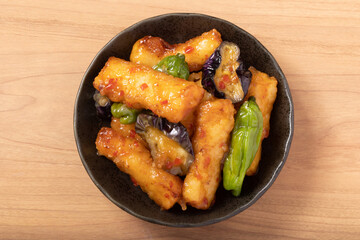 イカとナスのスイートチリソース