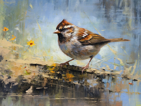 An Impressionist Painting of a Sparrow | Generative AI
