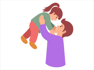 Dad holding kid or People Character illustration