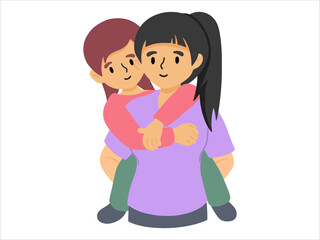 Mom holding kid or People Character illustration