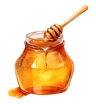 recommend clip art: Honey Jar With Dipper in Illustration Style Isolated on Transparent Background - Generative AI
                    