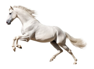 Obraz na płótnie Canvas White Horse Running Isolated on Transparent Background - Generative AI 