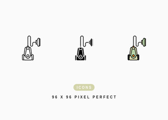 Vacuum Cleaner Icon. Dust Cleaning Hand Robot Symbol Stock Illustration. Vector Line Icons For UI Web Design And Presentation