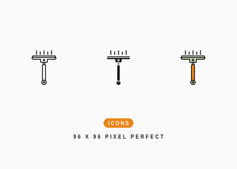 Squeegee Icon. Window Wiper Glass Cleaning Symbol Stock Illustration. Vector Line Icons For UI Web Design And Presentation