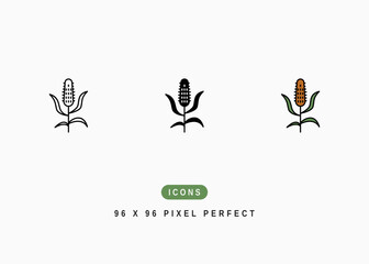 Timothy Grass Icon. Meadow Cats Tail Symbol Stock Illustration. Vector Line Icons For UI Web Design And Presentation