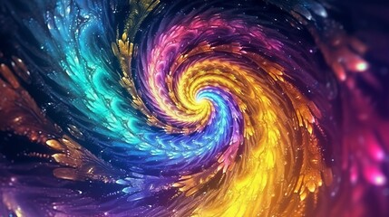 Illustration of a vibrant and mesmerising spiral design captured in a photograph created with Generative AI technology