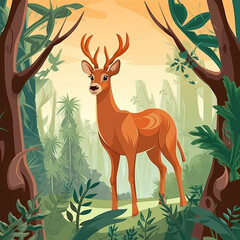 Deer cartoon illustration