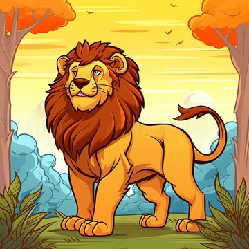 Lion cartoon illustration