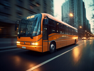 Fast bus on the road