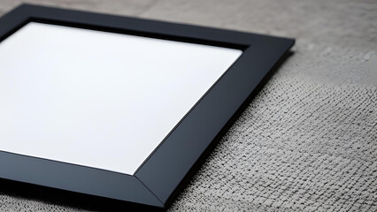 Mockup blank photo frame close up on floor, 3d render