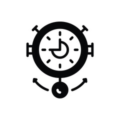 Black solid icon for hour 