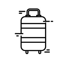 Suitcase travel and tourism icon with black outline style. accessories, female, woman, icon, pack, destination, design. Vector Illustration