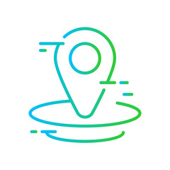 Location travel and tourism icon with blue and green gradient outline style. communication, blank, template, distance, discovery, abstract, global. Vector Illustration
