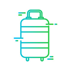 Suitcase travel and tourism icon with blue and green gradient outline style. accessories, female, woman, icon, pack, destination, design. Vector Illustration