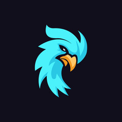 simple blue bird animal app logo vector illustration template design