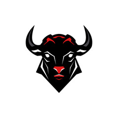 simple bull with big horns wild animal logo vector illustration template design