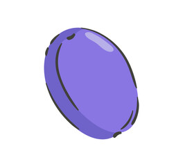 Hand drawn plum isolated on a white background. Vector illustration. Colorful and minimalistic fruit. For sticker and design.