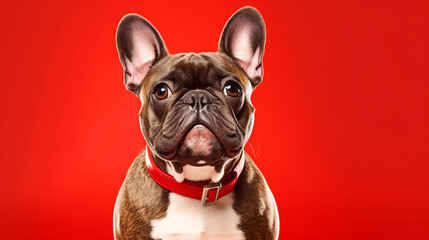 Fototapeta premium dog with a red background