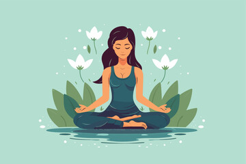 beautiful girl doing yoga illustration, international yoga day, yoga day banner, yoga day background