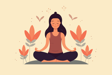 beautiful girl doing yoga illustration, international yoga day, yoga day banner, yoga day background