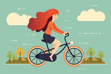 Fototapeta na wymiar beautiful girl riding bicycle vector illustration