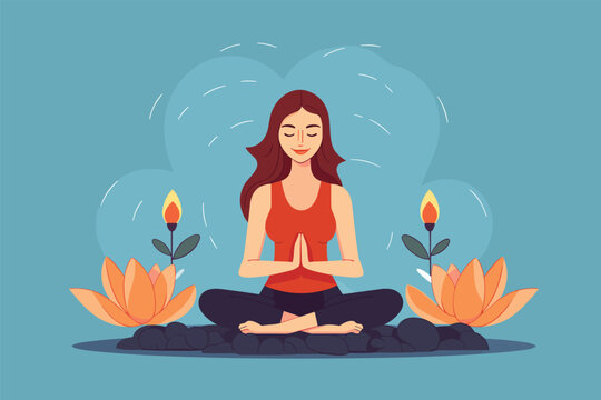 beautiful girl doing yoga illustration, international yoga day, yoga day banner, yoga day background