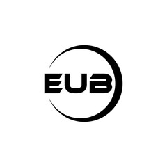 EUB letter logo design with white background in illustrator, cube logo, vector logo, modern alphabet font overlap style. calligraphy designs for logo, Poster, Invitation, etc.